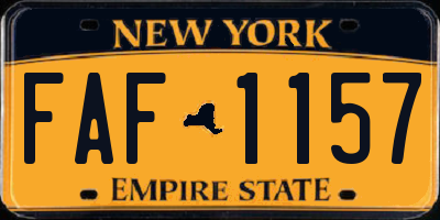 NY license plate FAF1157