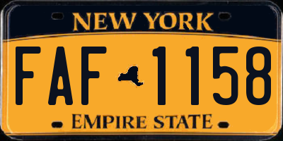 NY license plate FAF1158