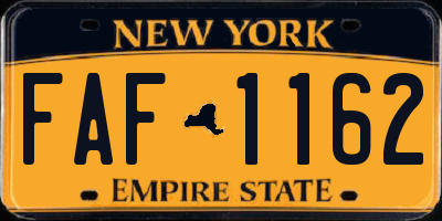 NY license plate FAF1162