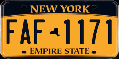 NY license plate FAF1171