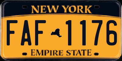 NY license plate FAF1176