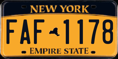 NY license plate FAF1178