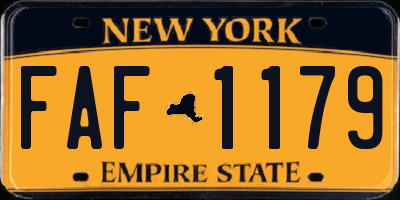 NY license plate FAF1179