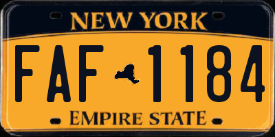 NY license plate FAF1184