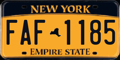 NY license plate FAF1185