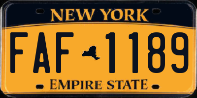 NY license plate FAF1189