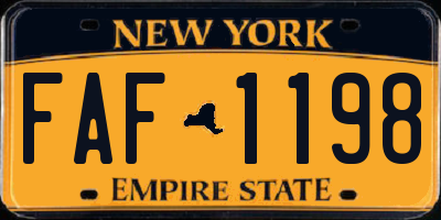 NY license plate FAF1198