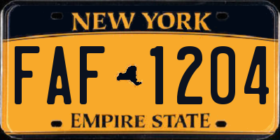 NY license plate FAF1204