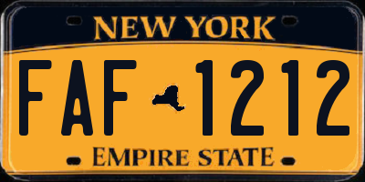 NY license plate FAF1212