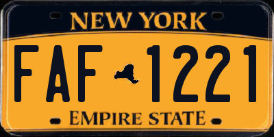 NY license plate FAF1221