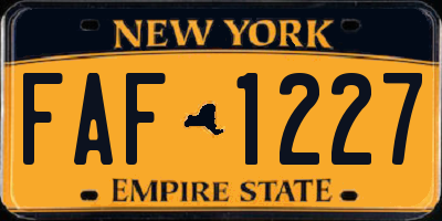 NY license plate FAF1227