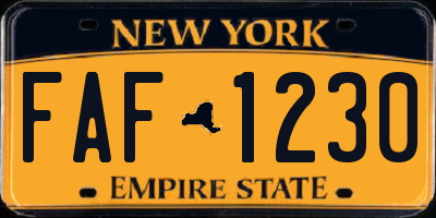 NY license plate FAF1230