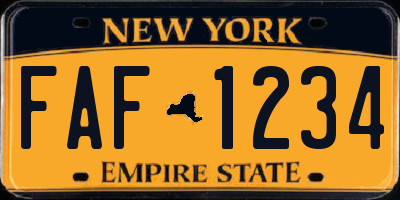NY license plate FAF1234