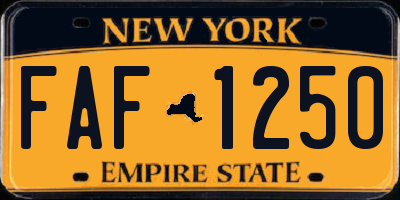 NY license plate FAF1250