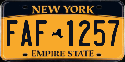 NY license plate FAF1257