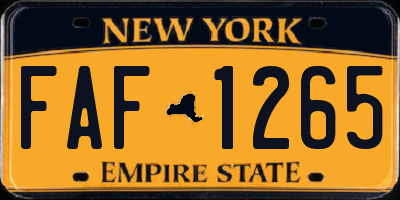 NY license plate FAF1265