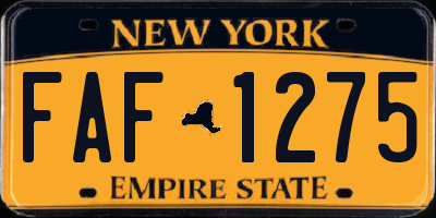 NY license plate FAF1275