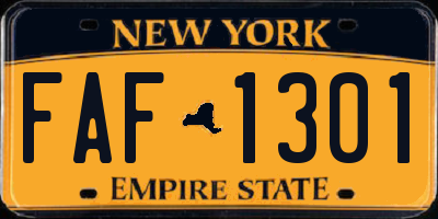 NY license plate FAF1301