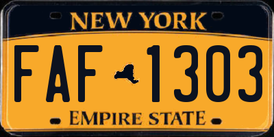 NY license plate FAF1303