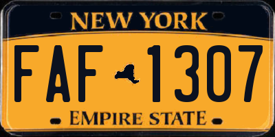 NY license plate FAF1307