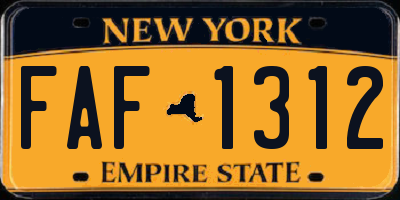 NY license plate FAF1312