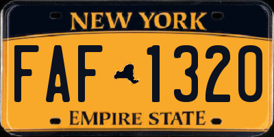 NY license plate FAF1320