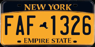 NY license plate FAF1326