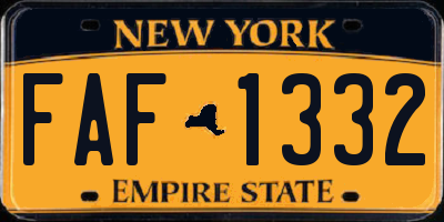 NY license plate FAF1332