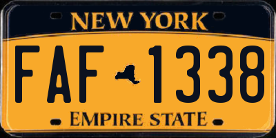 NY license plate FAF1338