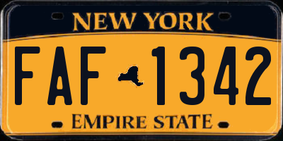 NY license plate FAF1342