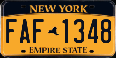 NY license plate FAF1348