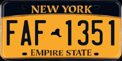 NY license plate FAF1351