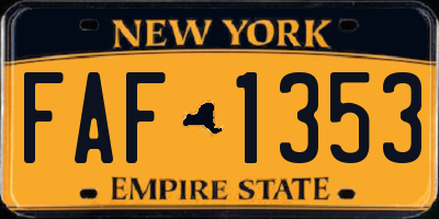 NY license plate FAF1353