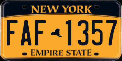 NY license plate FAF1357