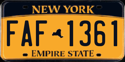 NY license plate FAF1361