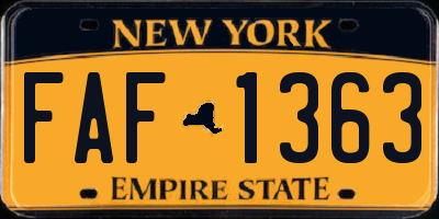 NY license plate FAF1363