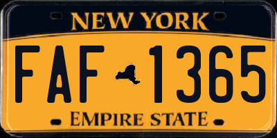 NY license plate FAF1365