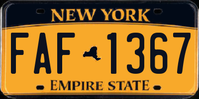 NY license plate FAF1367