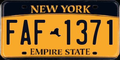 NY license plate FAF1371