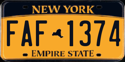 NY license plate FAF1374