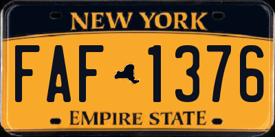 NY license plate FAF1376