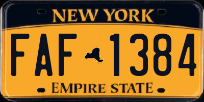 NY license plate FAF1384