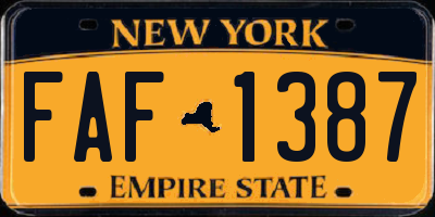 NY license plate FAF1387