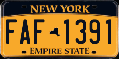 NY license plate FAF1391