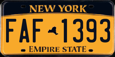 NY license plate FAF1393