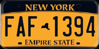 NY license plate FAF1394