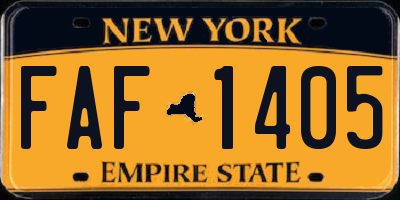 NY license plate FAF1405