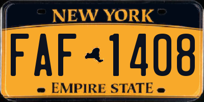 NY license plate FAF1408