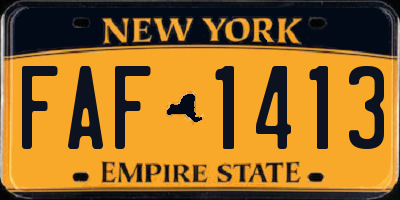 NY license plate FAF1413