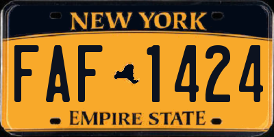 NY license plate FAF1424